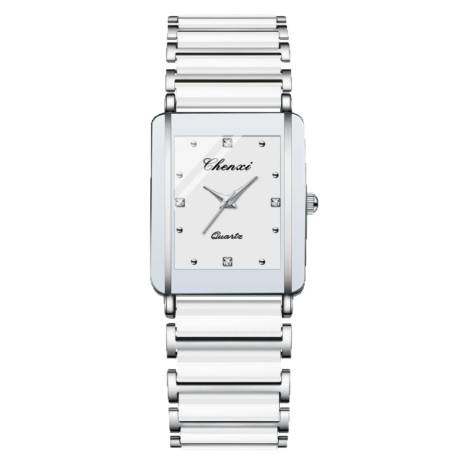 Chenxi Square Couple Watches Black Gold Ceramic Quartz