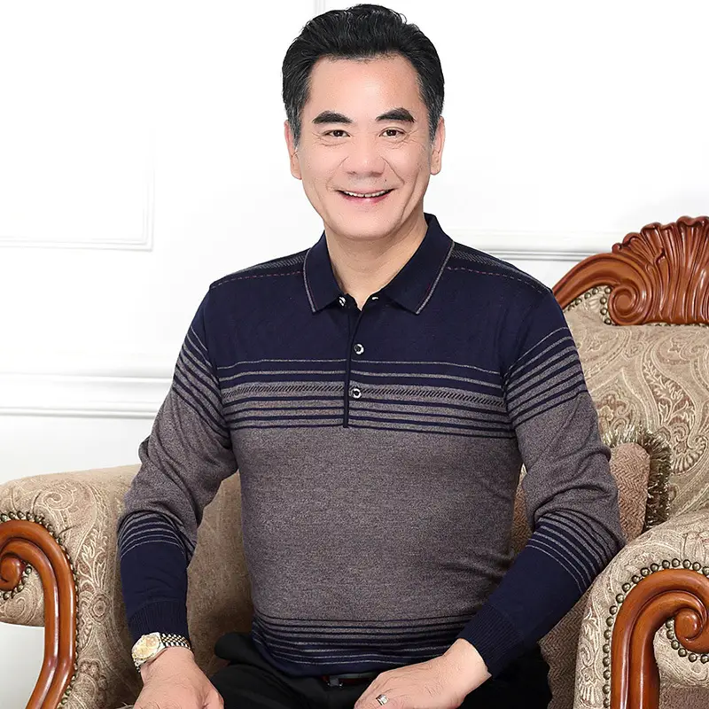 Dad's Maroon Striped Long Sleeve T-Shirt - Image 7
