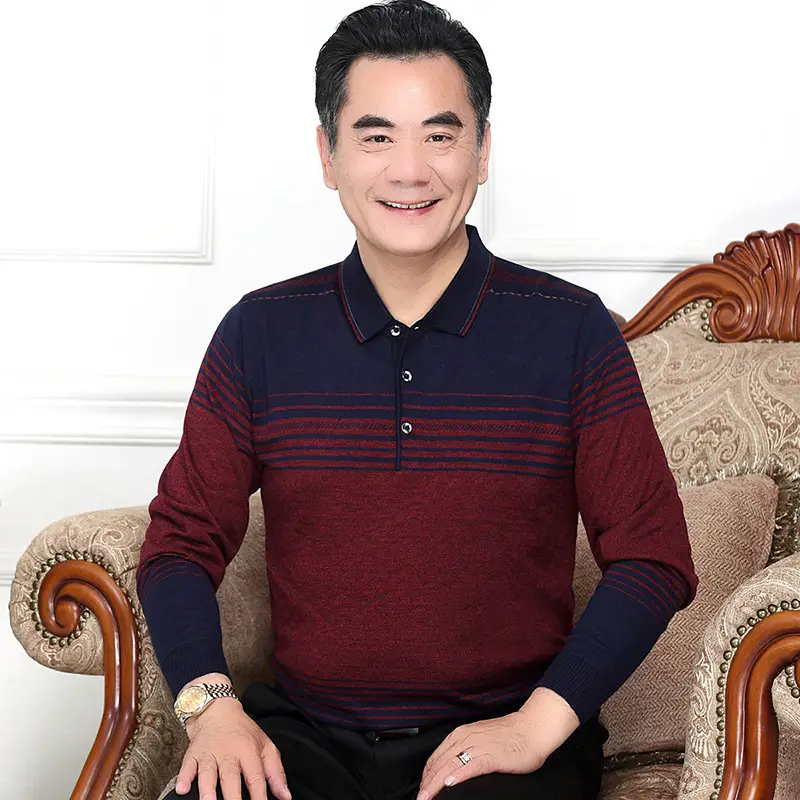 Dad's Maroon Striped Long Sleeve T-Shirt - Image 9