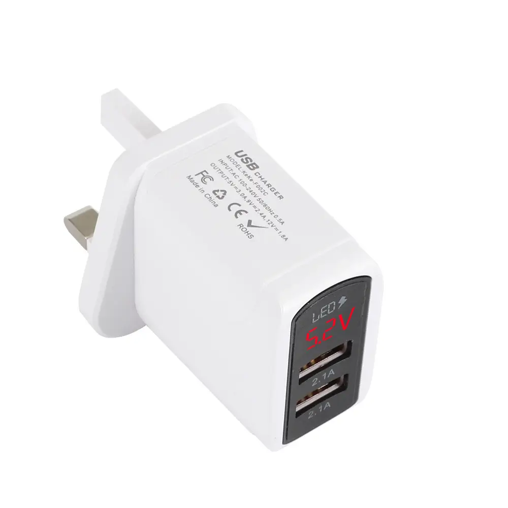 2 USB Digital Display Charger 2.4A European Regulations US Regulations UK Regulations Smart Phone Charging Head Travel Charge Cross-border Wholesale - Image 4
