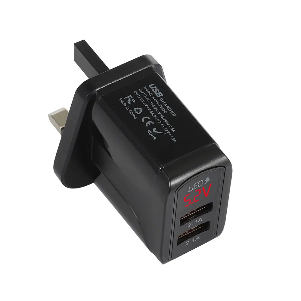 2 USB Digital Display Charger 2.4A European Regulations US Regulations UK Regulations Smart Phone Charging Head Travel Charge Cross-border Wholesale - Image 5