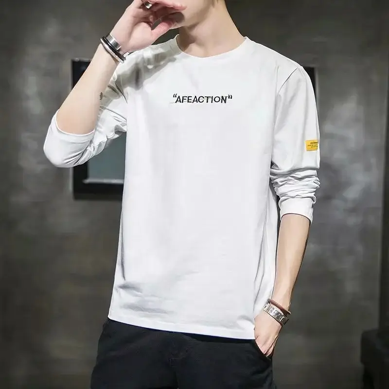 Men's White Long Sleeve T-Shirt Spring Autumn 2020 - Image 9