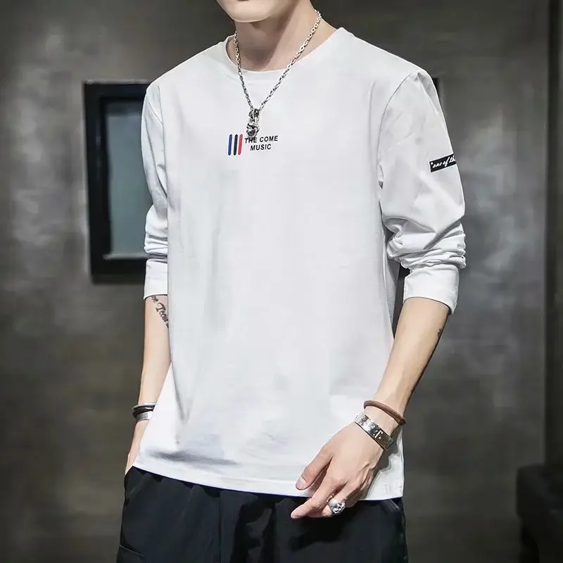 Men's White Long Sleeve T-Shirt Spring Autumn 2020 - Image 2