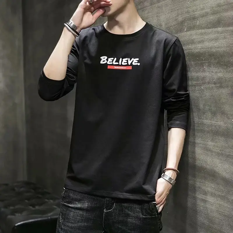 Men's White Long Sleeve T-Shirt Spring Autumn 2020 - Image 3