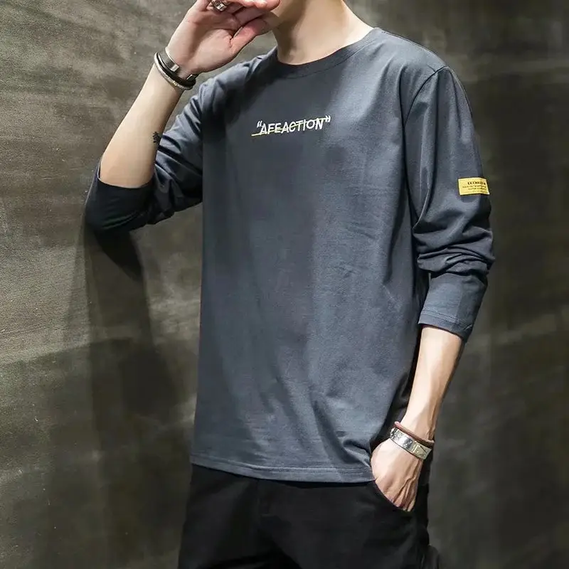 Men's White Long Sleeve T-Shirt Spring Autumn 2020 - Image 8