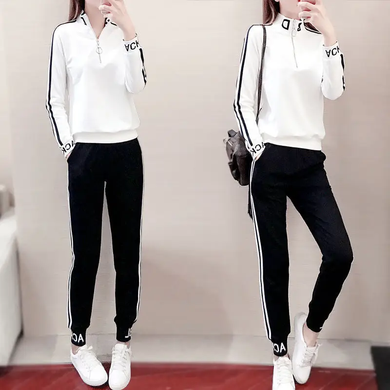 Women Black Track Suit 2-Piece Sweatshirt Running Set - Image 6
