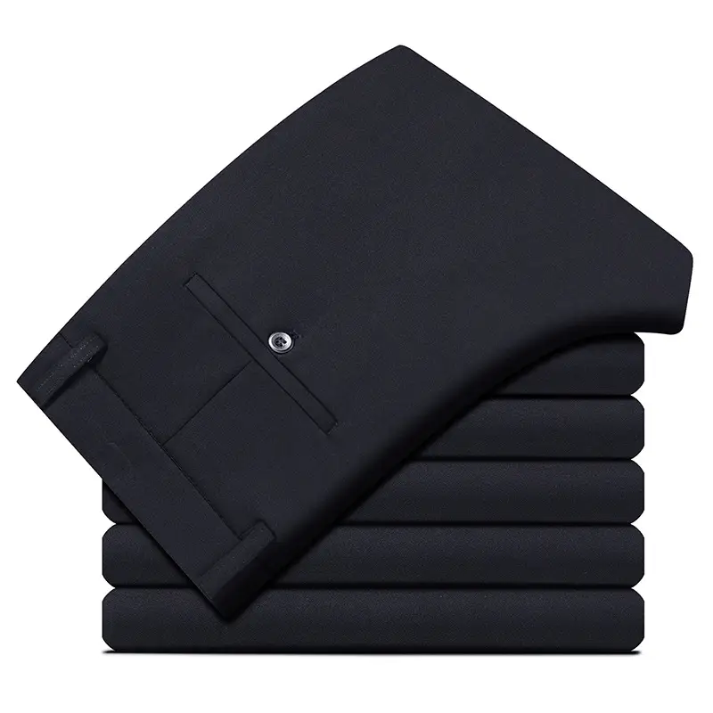 Men's Black Elastic Spring & Autumn Pants - Image 8