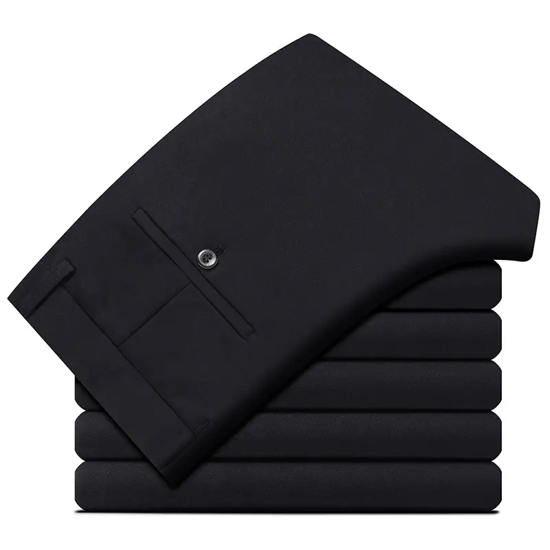Men's Black Elastic Spring & Autumn Pants - Image 2