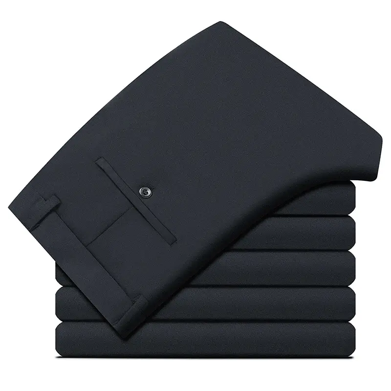 Men's Black Elastic Spring & Autumn Pants - Image 6