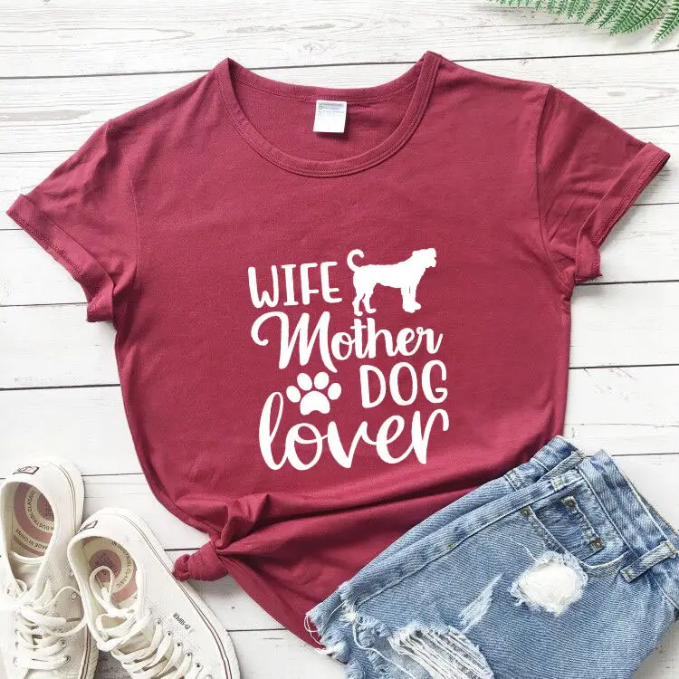 Wife Mother Dog Lover Grey T-Shirt