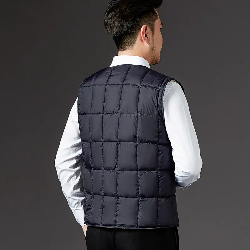 Men's Fleece Lined V-Neck Vest Dark Blue Large - Image 6
