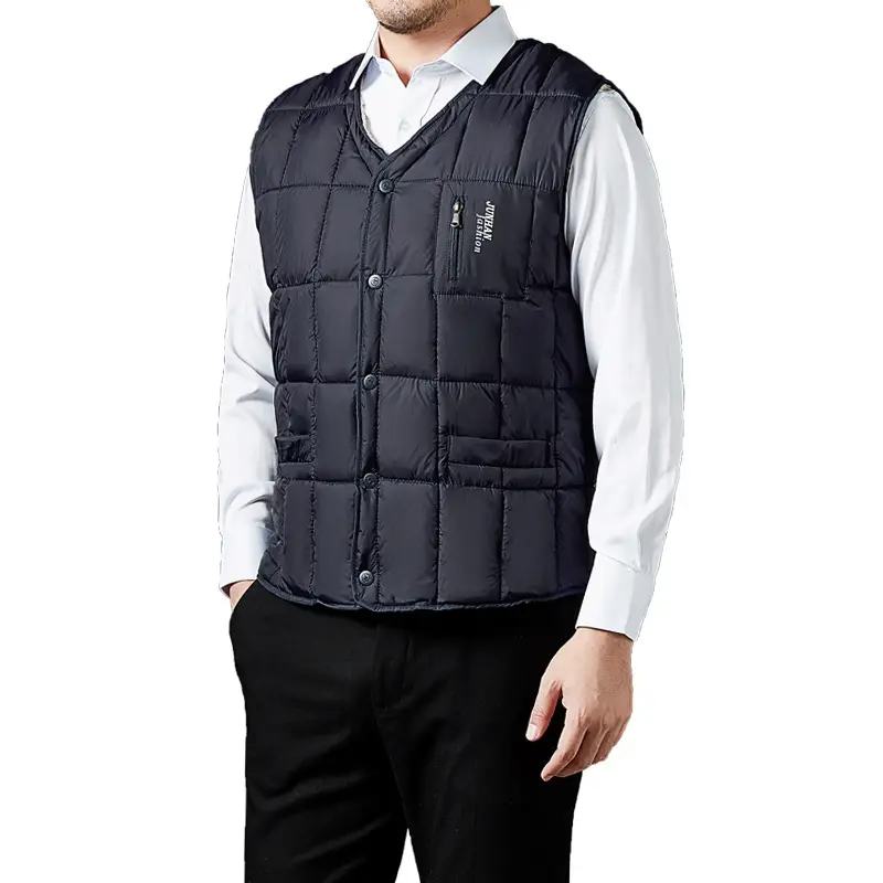 Men's Fleece Lined V-Neck Vest Dark Blue Large - Image 7