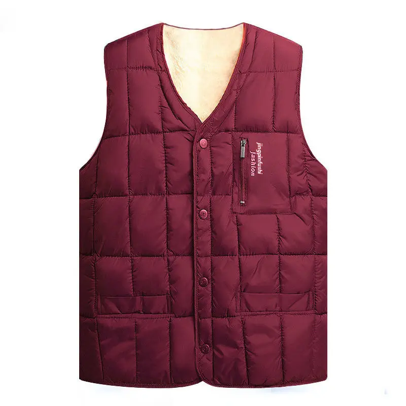 Men's Fleece Lined V-Neck Vest Dark Blue Large - Image 2
