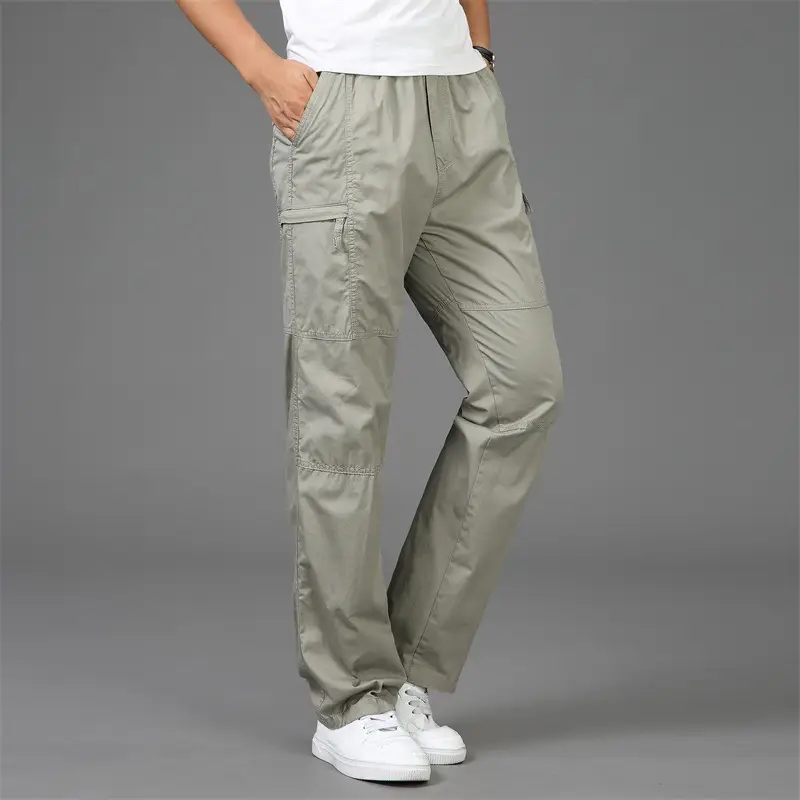 Men Green Cargo Pants Thin Spring Autumn Loose Fit - Image 5