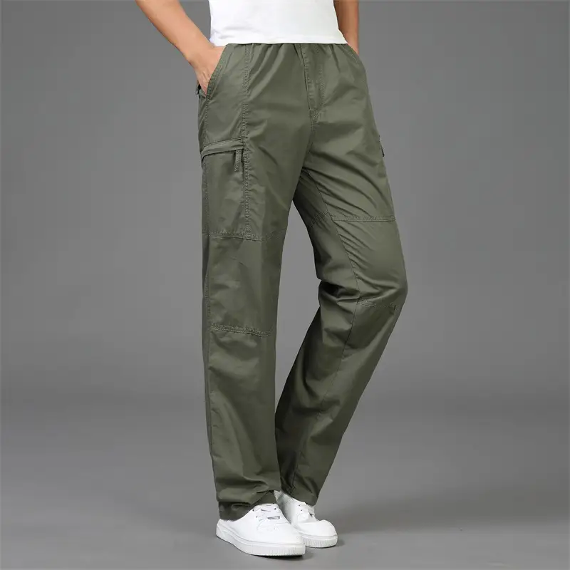 Men Green Cargo Pants Thin Spring Autumn Loose Fit - Image 8
