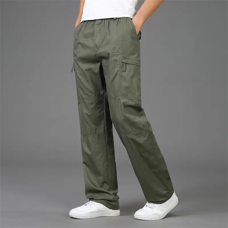 Men Green Cargo Pants Thin Spring Autumn Loose Fit - Image 3