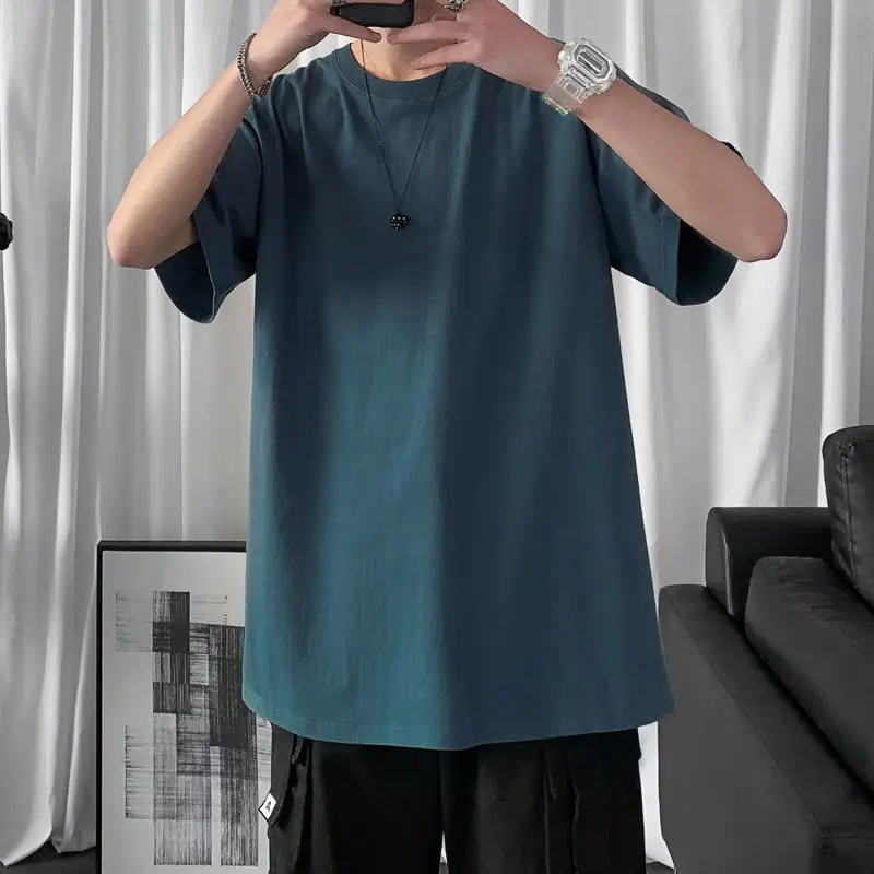 Men Purple Cotton Loose T-Shirt Summer - Image 13