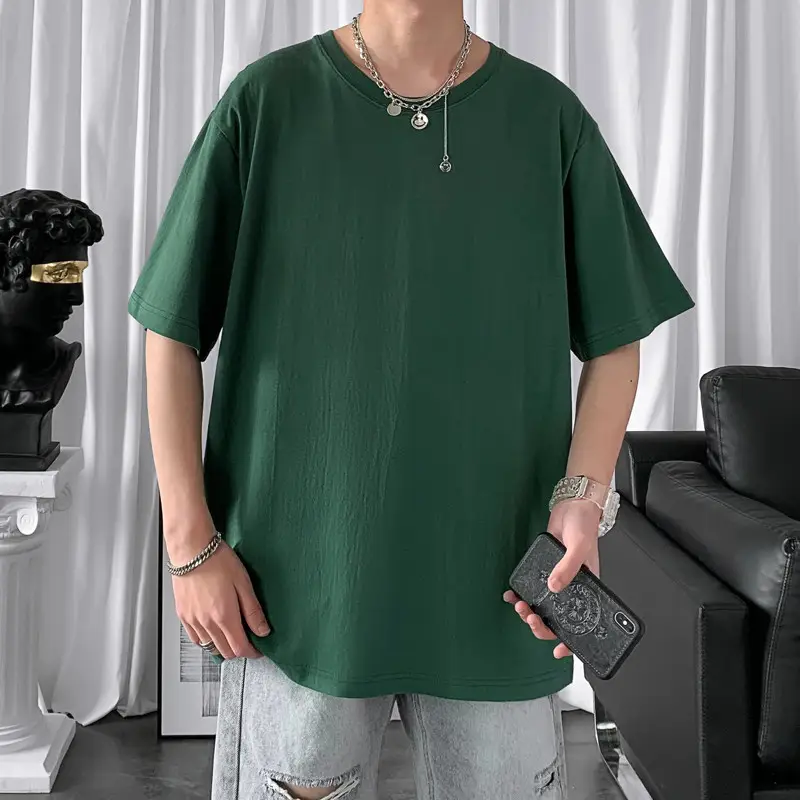 Men Purple Cotton Loose T-Shirt Summer - Image 18