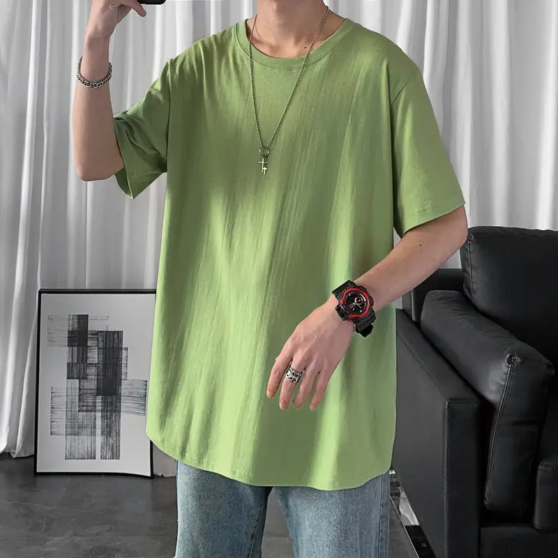 Men Purple Cotton Loose T-Shirt Summer - Image 6