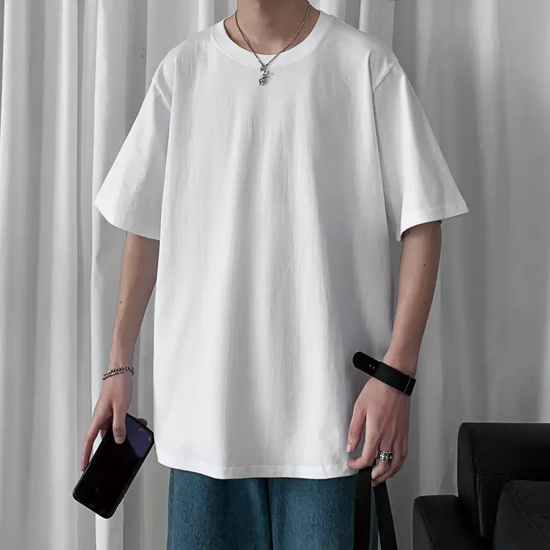 Men Purple Cotton Loose T-Shirt Summer - Image 9