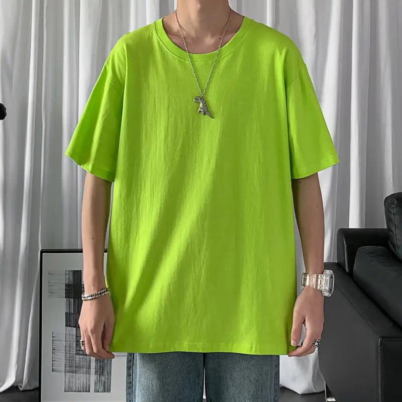 Men's Short Sleeve Cotton T-Shirt Orange V-Neck - Image 19