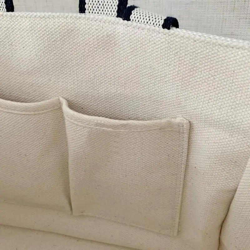 Trendy Canvas Shoulder Bag with Blue Shawl