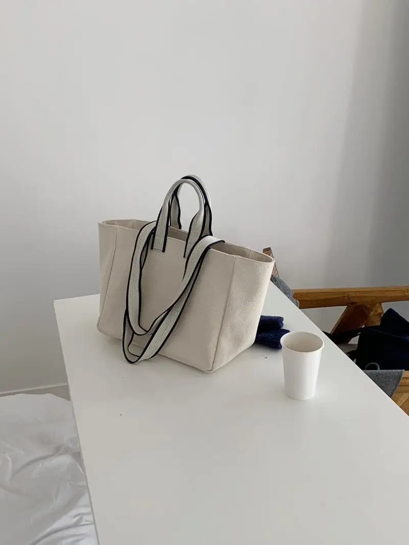 Trendy Canvas Shoulder Bag with Blue Shawl — feature 19