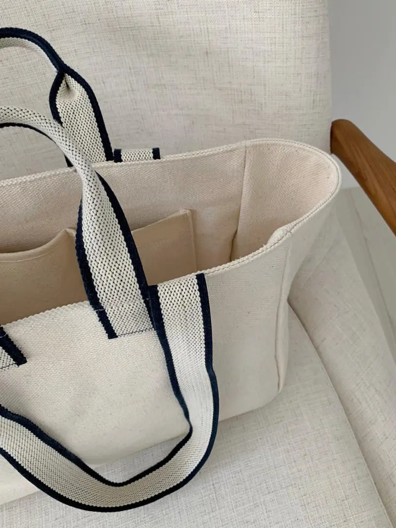 Trendy Canvas Shoulder Bag with Blue Shawl — feature 21