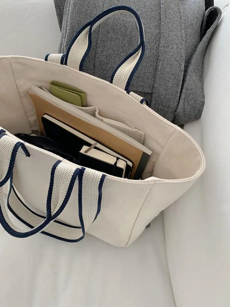 Trendy Canvas Shoulder Bag with Blue Shawl — feature 24