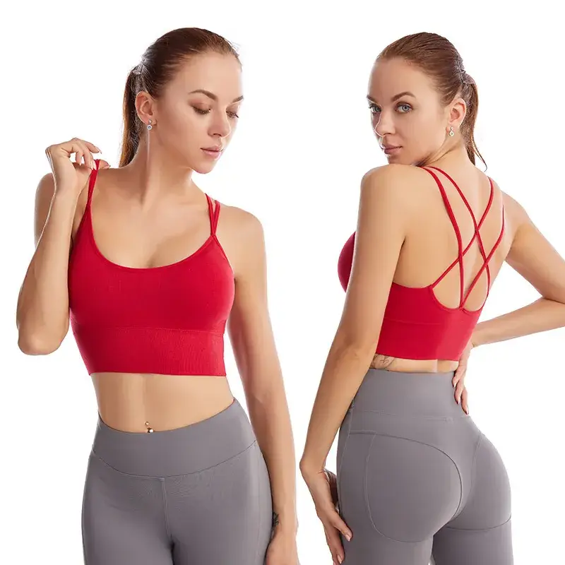 Wireless Sports Bra with Cross Back & Quick-Drying Design