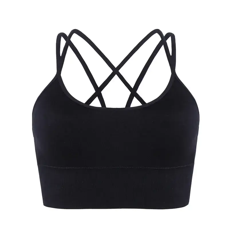 Wireless Sports Bra with Cross Back & Quick-Drying Design
