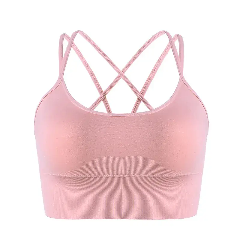 Wireless Sports Bra with Cross Back & Quick-Drying Design