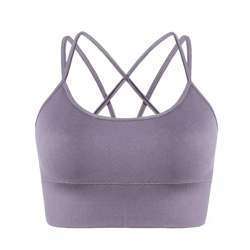 Wireless Sports Bra with Cross Back & Quick-Drying Design