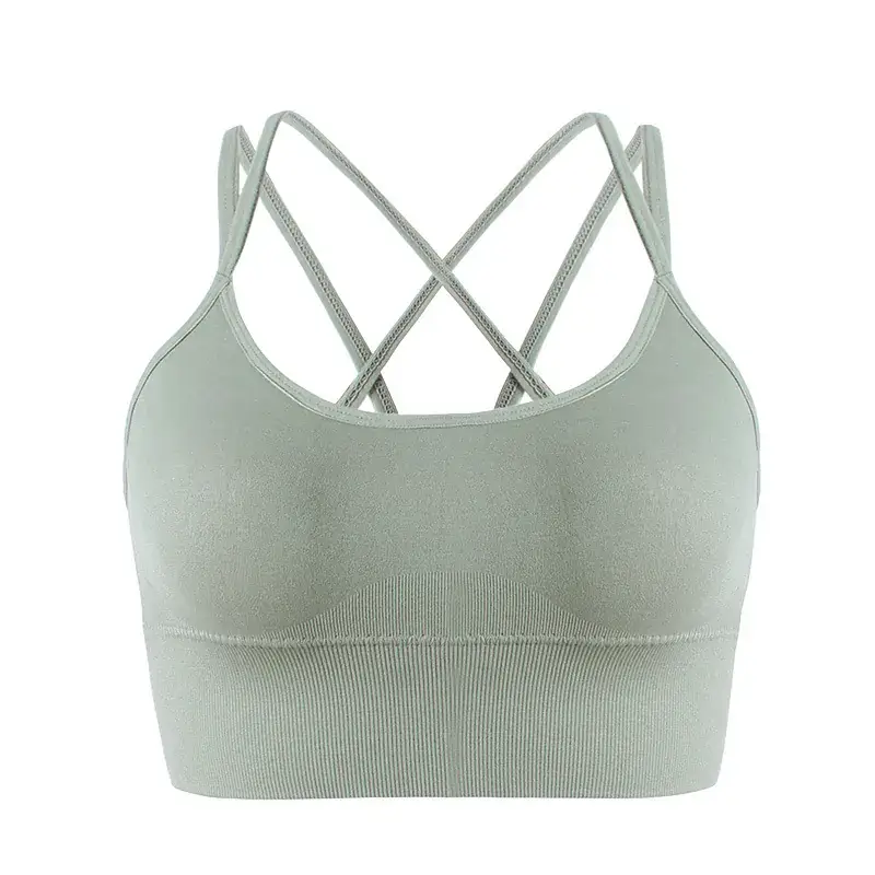 Wireless Sports Bra with Cross Back & Quick-Drying Design