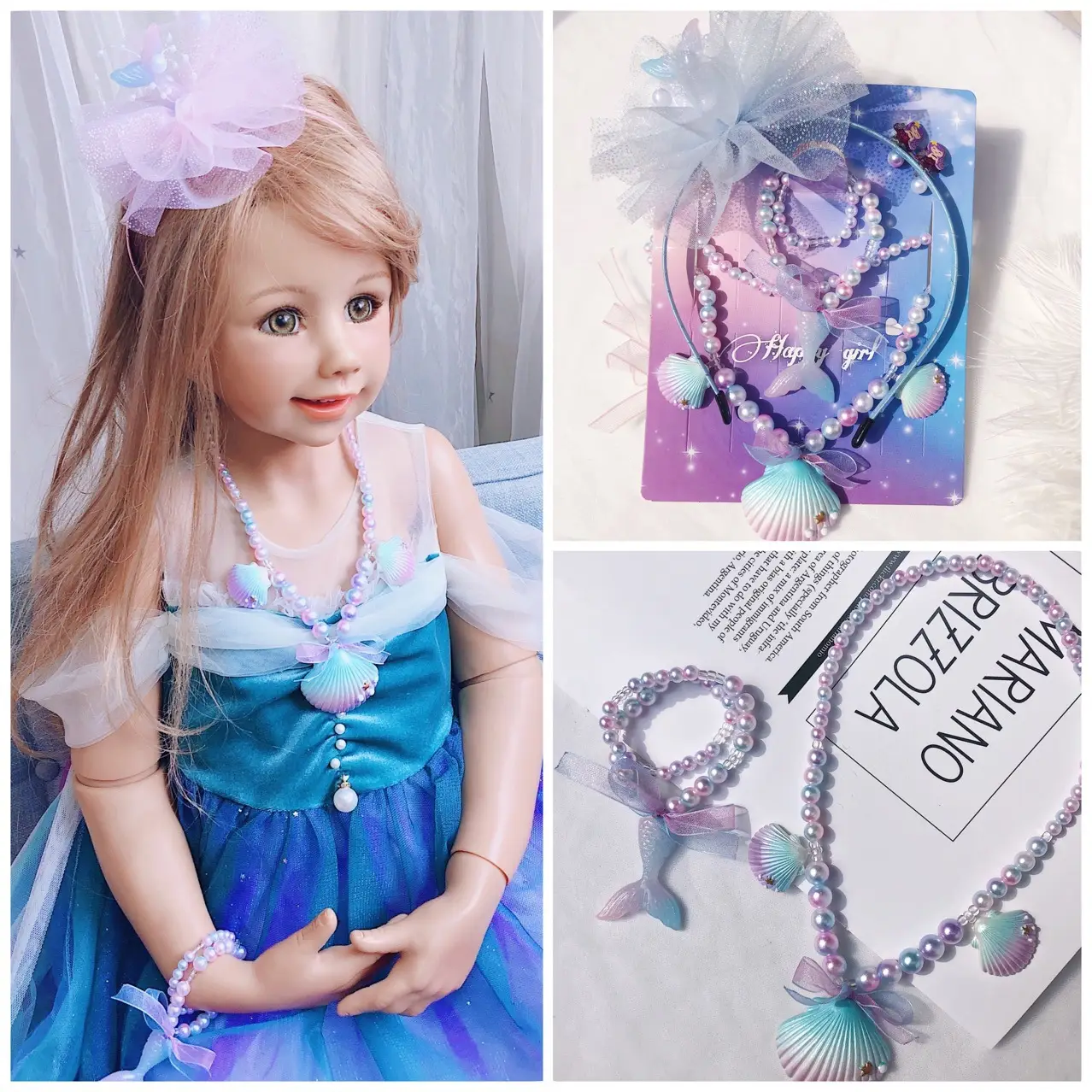 Girls' Mermaid Necklace with Pearl & Shell Accents — feature 2