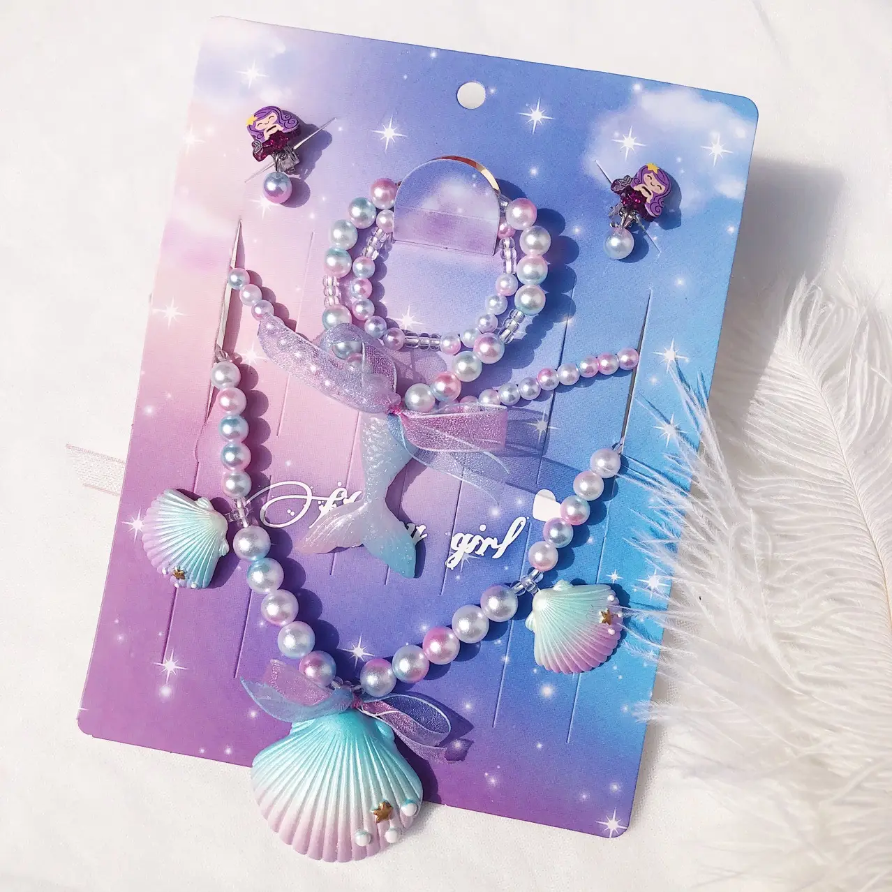 Girls' Mermaid Necklace with Pearl & Shell Accents — feature 4