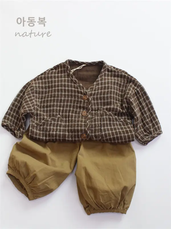 2025 New Kids Plaid Cardigan Jacket Set - Image 6