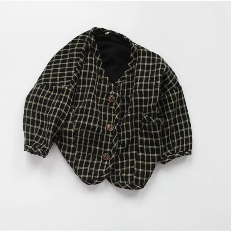 2025 New Kids Plaid Cardigan Jacket Set - Image 2