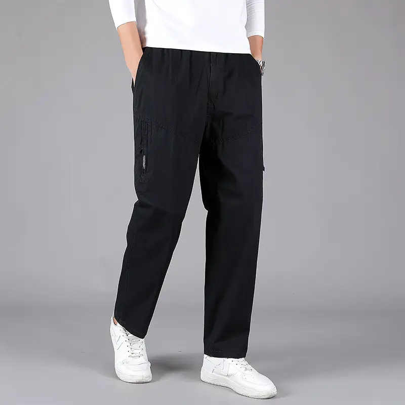 Men's Grey Casual Overalls Large Washed Trousers - Image 7