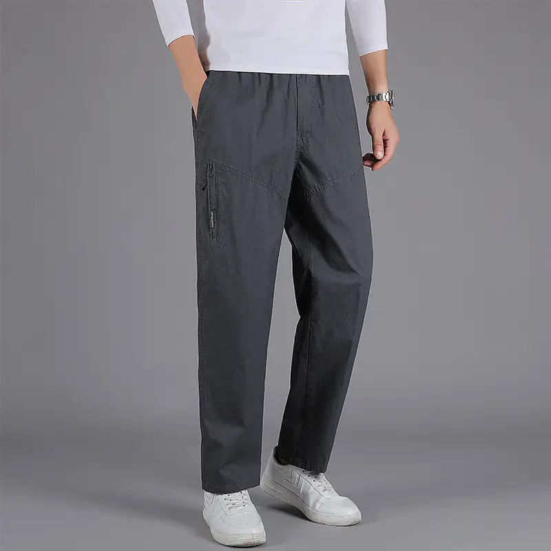 Men's Grey Casual Overalls Large Washed Trousers - Image 8