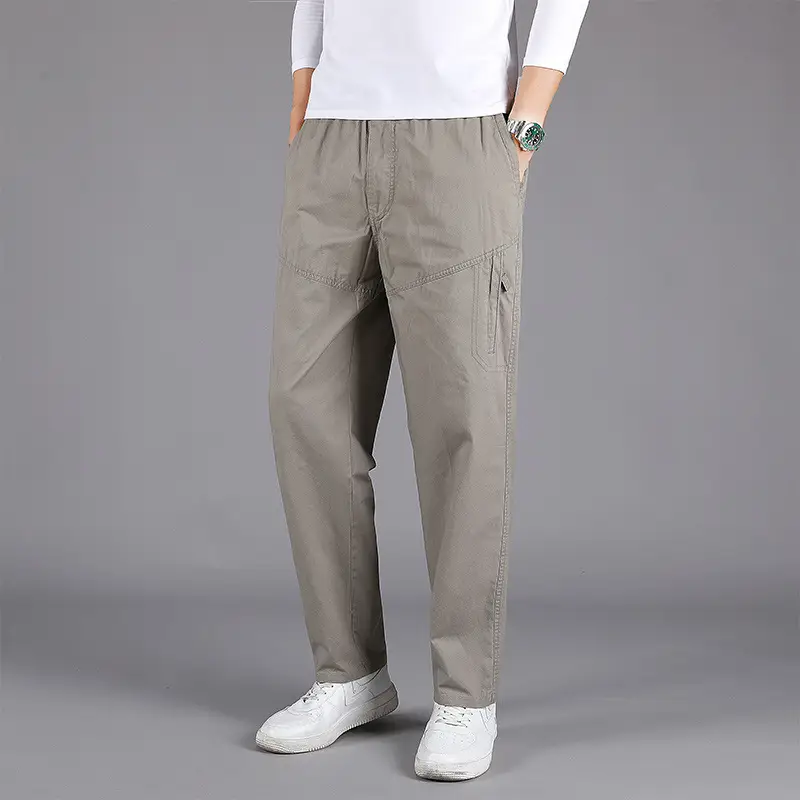 Men's Grey Casual Overalls Large Washed Trousers - Image 9