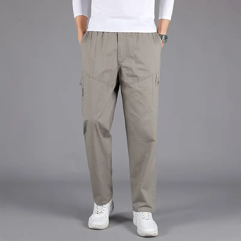 Men's Grey Casual Overalls Large Washed Trousers - Image 3