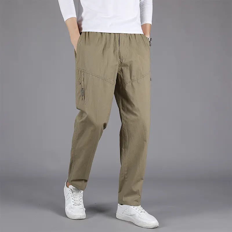 Men's Grey Casual Overalls Large Washed Trousers - Image 4