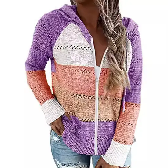 Women V-Neck Knit Sweater Blue Light Misty Design