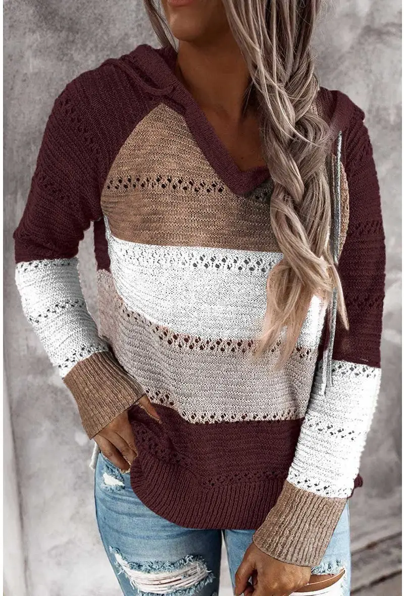 Women V-Neck Knit Sweater Blue Light Misty Design
