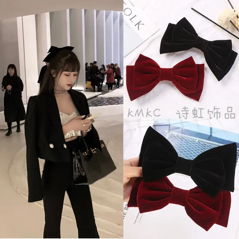 Lin Shanshan Velvet Bow Hairpin for Women - Image 3
