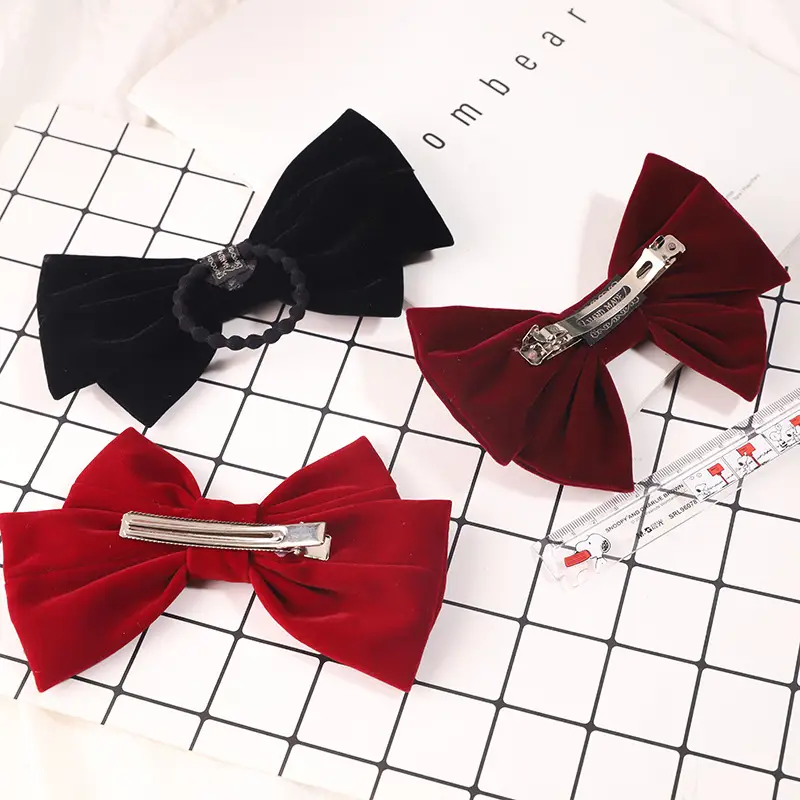 Lin Shanshan Velvet Bow Hairpin for Women - Image 6