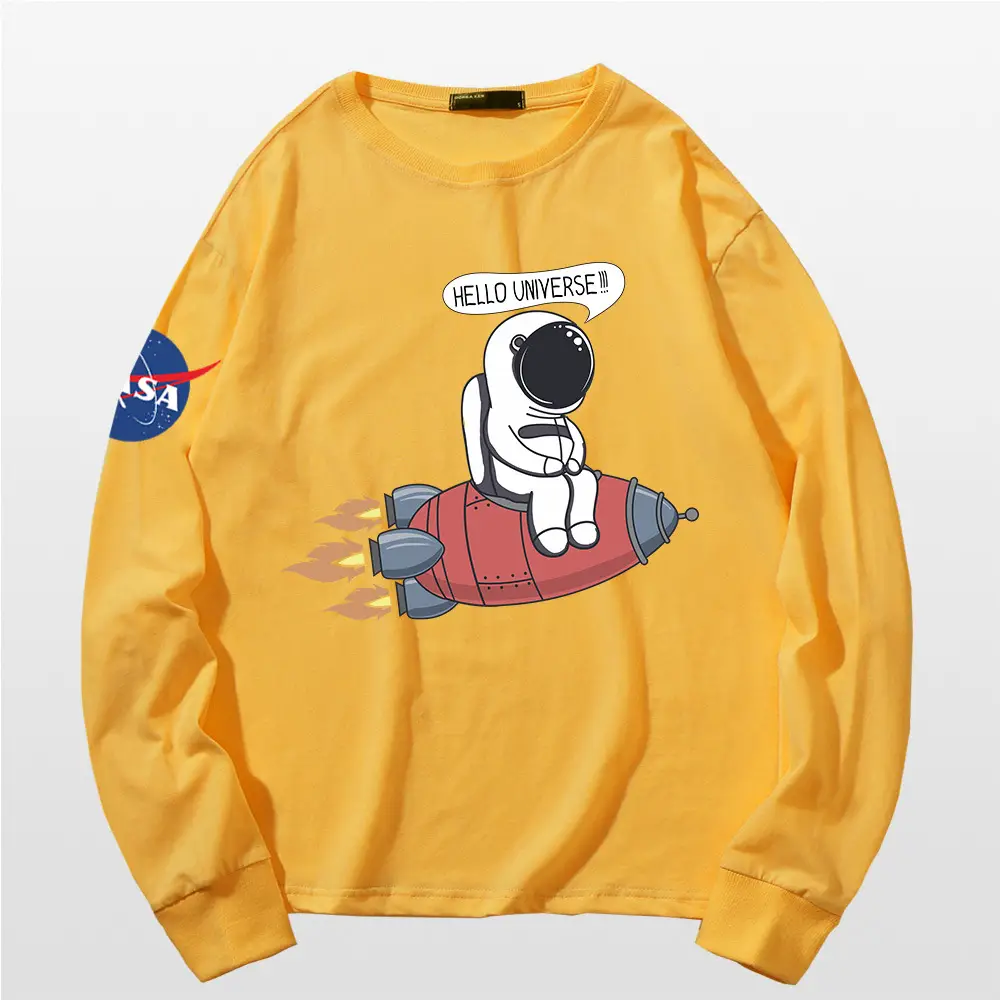 Nasa Space Aesthetic Yellow Long Sleeve Sweatshirt - Image 3