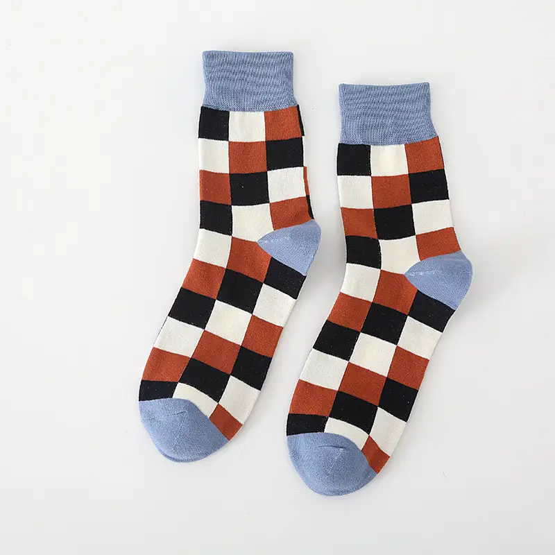 Casual Business Plaid Men's Socks Autumn and Winter British Style Cotton Socks Men's Colorful Plaid Vintage Trendy Stockings