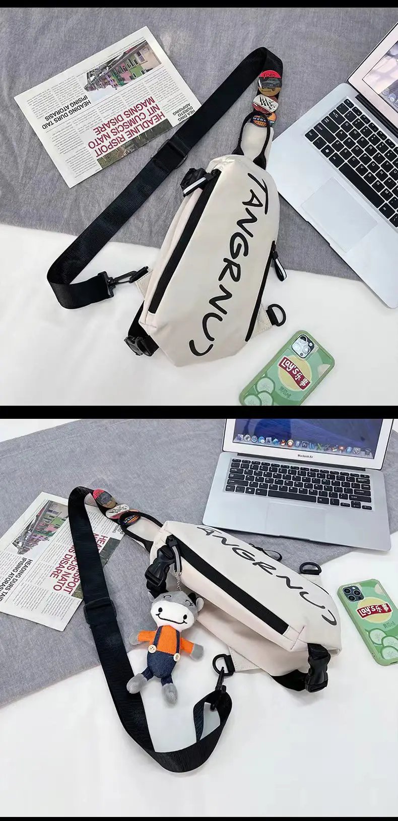 Men's Japanese Style Crossbody Bag Black Casual Sports Bag — feature 10